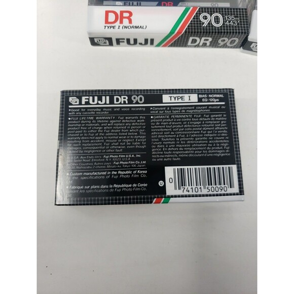 Vintage Fuji DR90 Cassette Tapes SIX NEW Sealed with Zippered Case Bag Blue - Picture 5 of 14